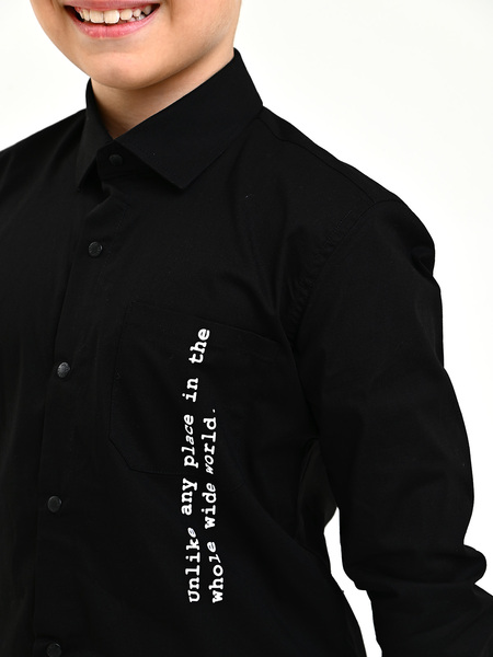 4085 Рубашка дл.р. д/м (черный весь размерный ряд)