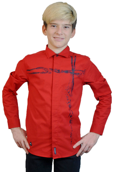 6720 Рубашка д/м (красный весь размерный ряд)