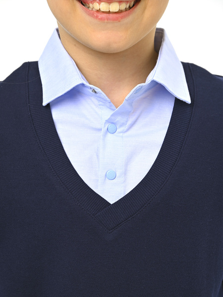 4061 Рубашка/обманка д/м (темно-синий,голубой весь размерный ряд)